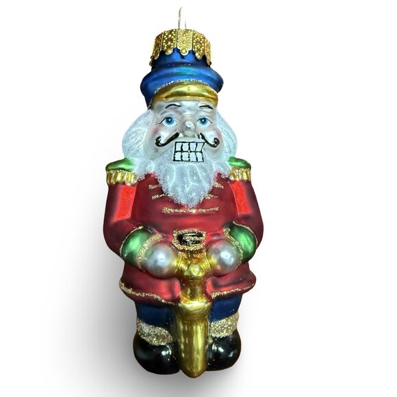 Vintage UT Nutcracker Christmas Ornament Glass Y2K Hand Painted Toy Soldier - Picture 1 of 4